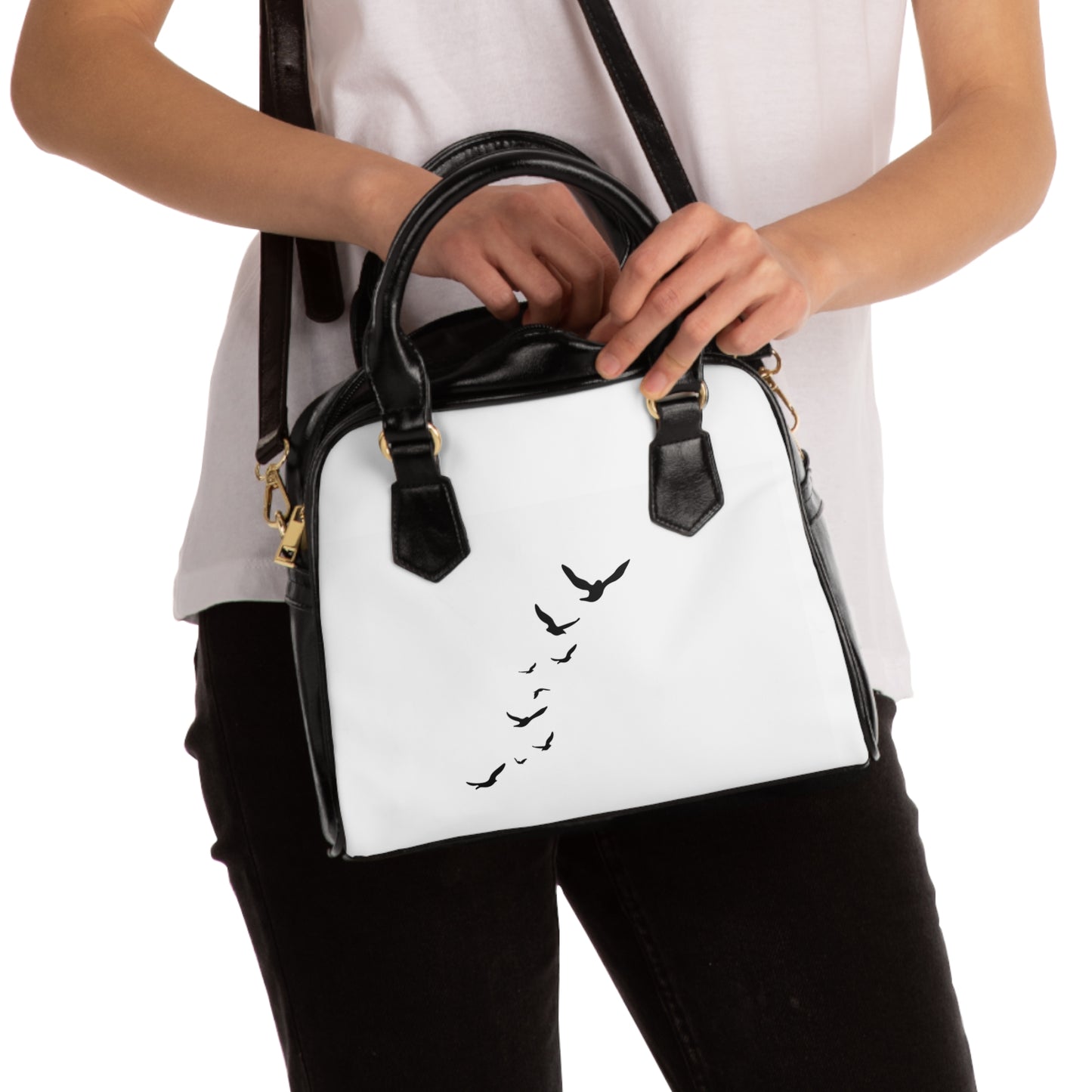 Chic Bird Motif Shoulder Handbag - Stylish Everyday Tote