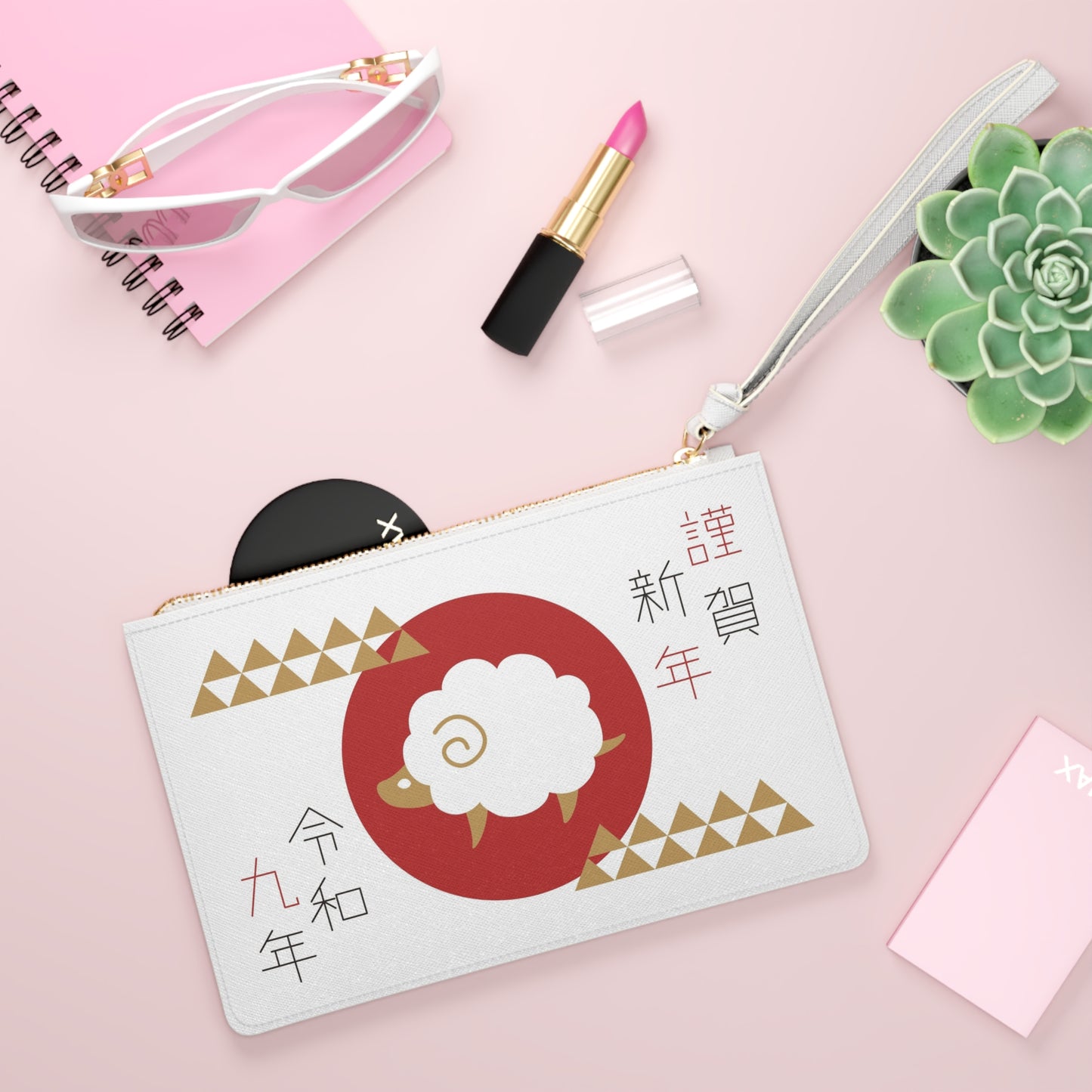 Asian-Inspired Lunar New Year Clutch Bag with Sheep Design