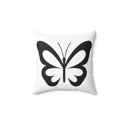 Butterfly Black Outline Spun Polyester Square Pillow