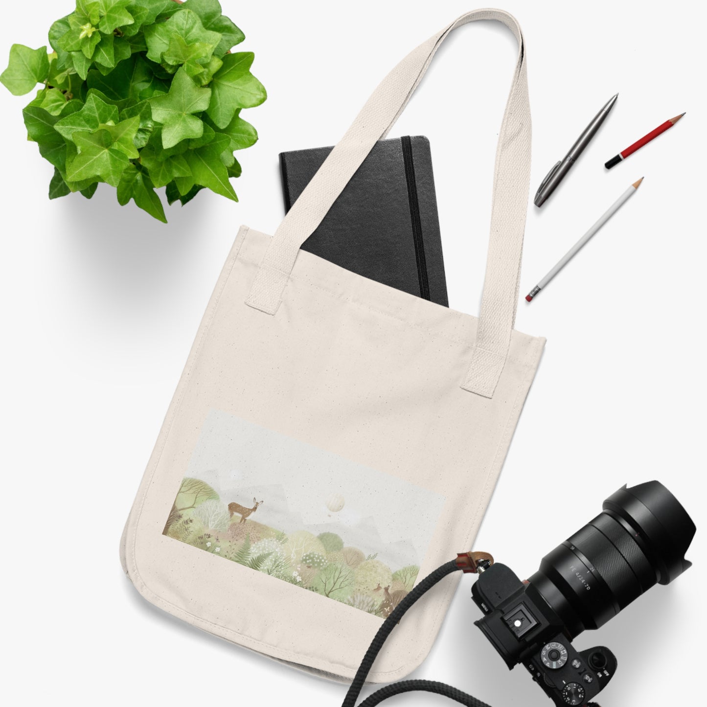 Cute Animal Faces Organic Canvas Tote Bag